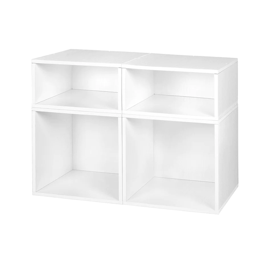 Noble Connect Storage Set- 2 Full Cubes/2 Half Cubes- White Wood Grain