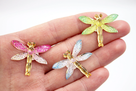 Dragonflies - Stick-On Polyresin Colorful Insects With Adhesive For Miniature Crafts 3, 6, 12 Or 24 Pcs Model, Fairy Garden, Terrarium