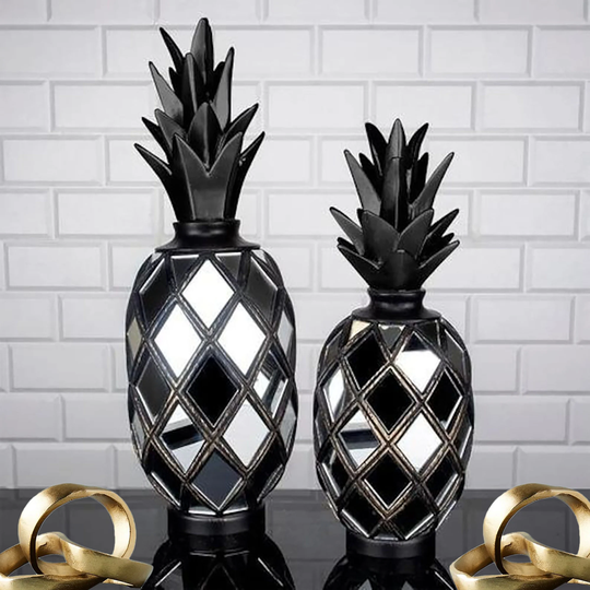 Black Pineapple Decor Set, Table Decor, Home Luxury Gift, Center Store Showcase Gold