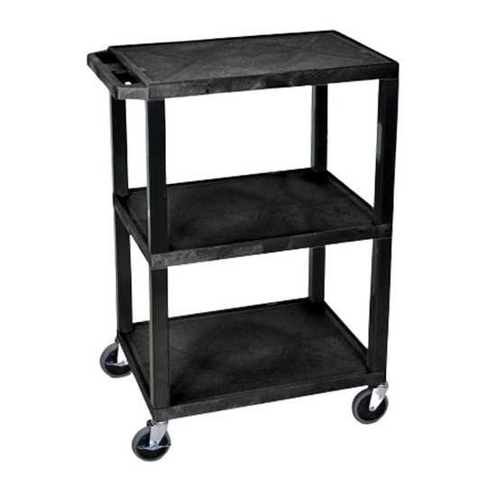 Luxor 3 Shelf Multipurpose Utility Cart - Black