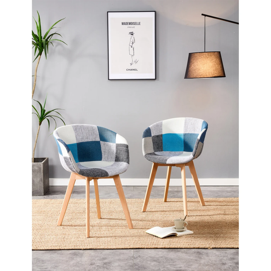 Dining Chair Patchwork Seat Living Room Chair (Set of 2) - 15.74*15.74*31.49 inch