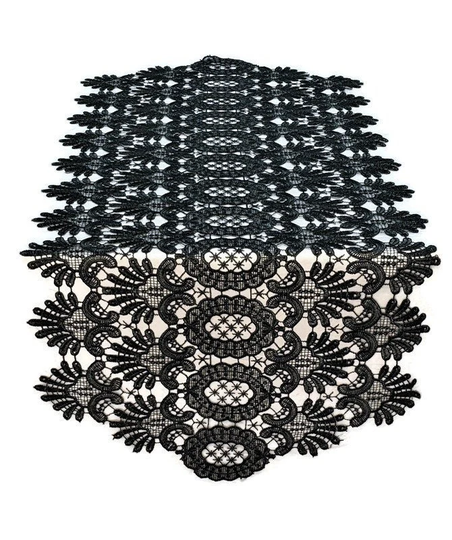 Table Runner, Dresser Scarf, Place Mat Or Doily in Victorian All Lace Fabric Dark Gray | Almost Black Various Sizes Available