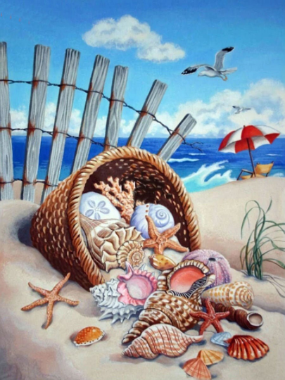 Cornucopia Of Sea Shells Diy 5D Diamond Painting Kit Full Square Drill Only