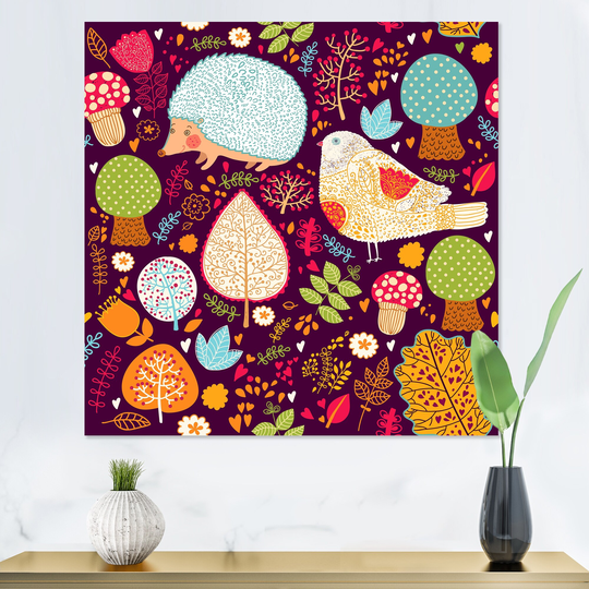 Designart 'Abstract Shapes In Vibrant Retro Colors' Patterned Canvas Wall Art Print