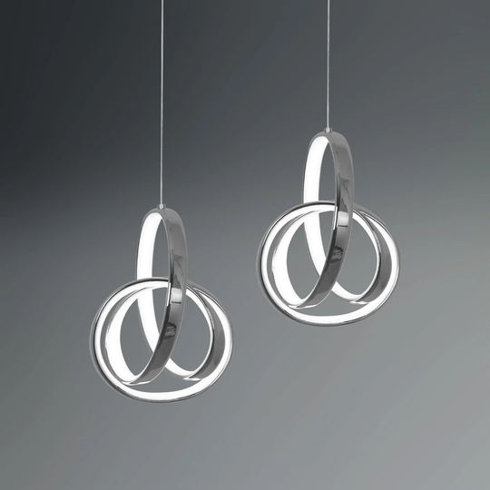 2pcs Pack Chrome Modern LED Pendant Light (Set of 2) - 7*7*56H
