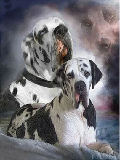 Harlequin Great Danes Diy 5D Diamond Painting Kit Full Square & Round Drill