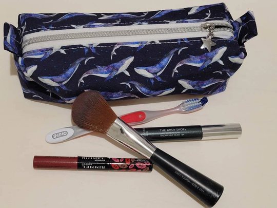 Boxy Pencil Case /Dopp Toiletry/Makeup Bag ~ Made With Galaxy Space Whale Fabric