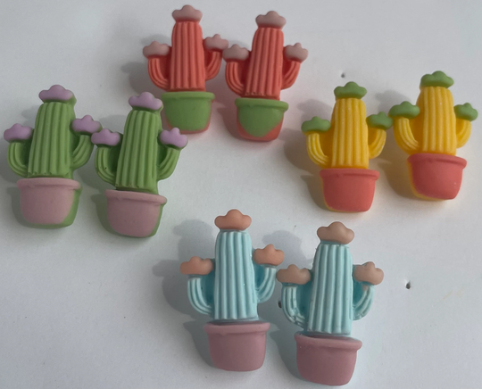 Colorful Cactus Post Earrings