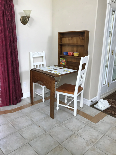Drop Down Table For Two, Drop Desk, Fold Up Table, Small Space Saving Apartment Furniture, Handmade Furniture