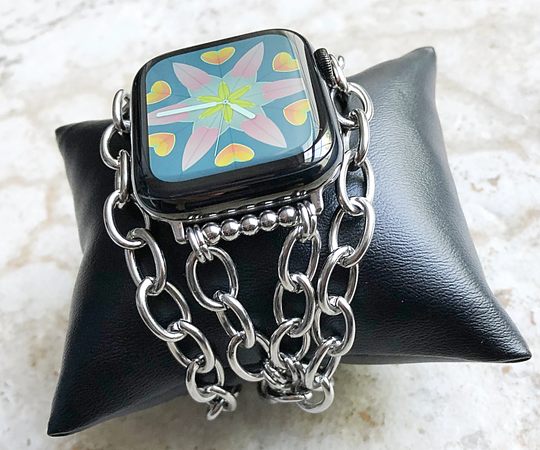 Apple Watch Band For Ultra 8 7 6 Se 5 4 3 2 1 Silver Stainless Steel 38mm 40mm 41mm 42mm 44mm 45mm 49mm Bracelet Chain Link Handmade - N30