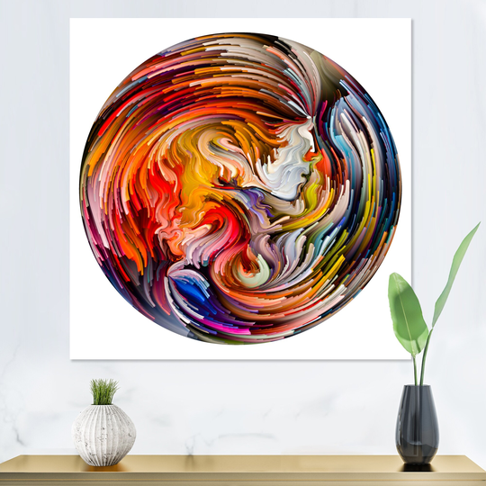Designart 'Circle Colorful Liquid Color' Modern Canvas Wall Decor