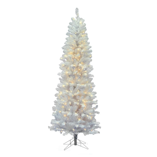 Vickerman White Salem Pencil Pine 6.5 Foot Artificial Pre-Lit LED Christmas Tree - 20