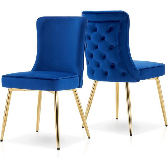 ivinta Tufted Dining Chair Set of 2, Luxury BlueTufted Button Back Dining Room Chair