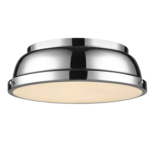 Golden Lighting Duncan Chrome with Chrome Shade 14-inch Flush-mount Light Fixture