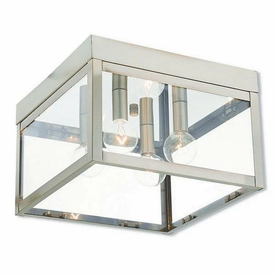 Livex Lighting 20589-91 Nyack 4 light Brushed Nickel Outdoor Ceiling Mount - Silver