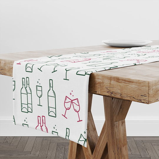 Table Runner Wine Bottles | Unique Design Decor High Quality Textile & Print Made in Eu