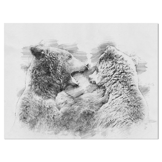 Designart 'Black and White Bear Pencil Sketch' Animals Print on Wrapped Canvas