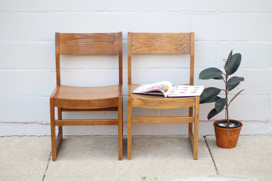 Vintage Solid Wooden Chairs/Mid Century Modern Chair Mcm Children Library Home Decoration