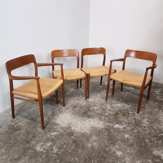 Set Of 4 Niels Moller Model 75 Chairs | Please Read Shipping Info in Description