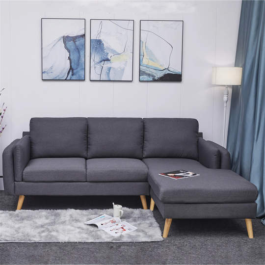 Cotton Reversible Sofa L-shaped Sofa with Footrests