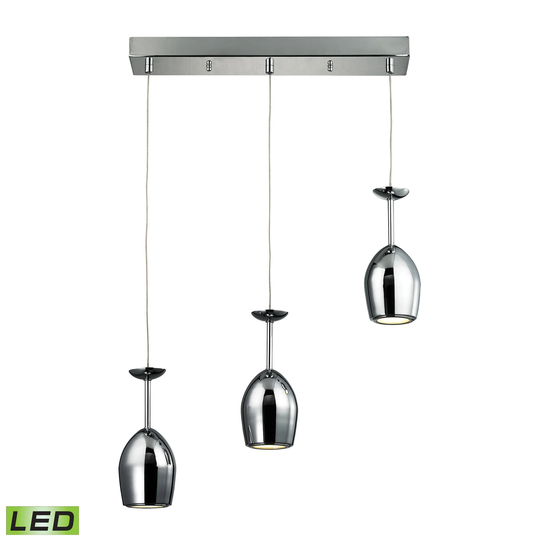 Vasso Chromo 3-Light Integrated LED Linear Mini Pendant Fixture