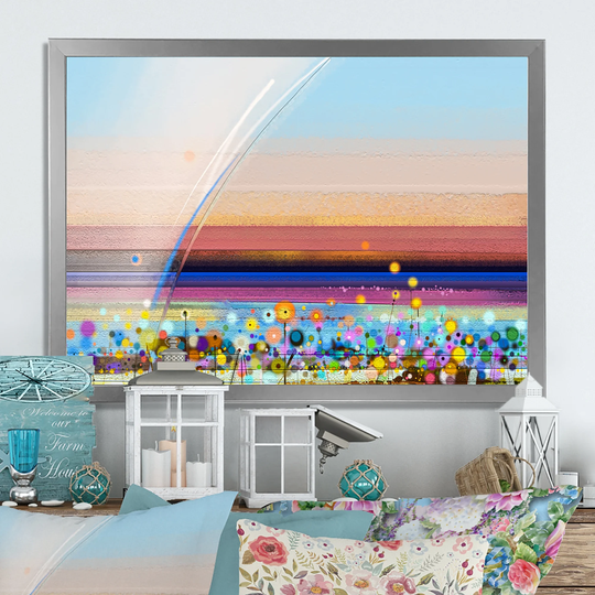 Designart 'Abstract Colorful Summer Field' Traditional Framed artwork