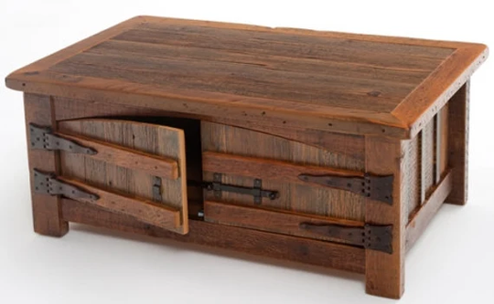 Rustic Reclaimed Barnwood Coffee Table Heritage Collection With Two Doors
