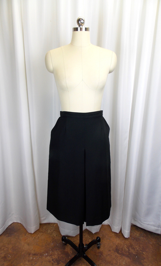1980's Black Polyester Skirt Pencil Large