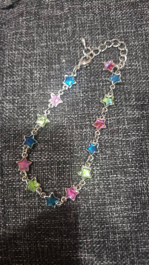 Vintage Silver Metal Color Small Colorful Stars Anklet