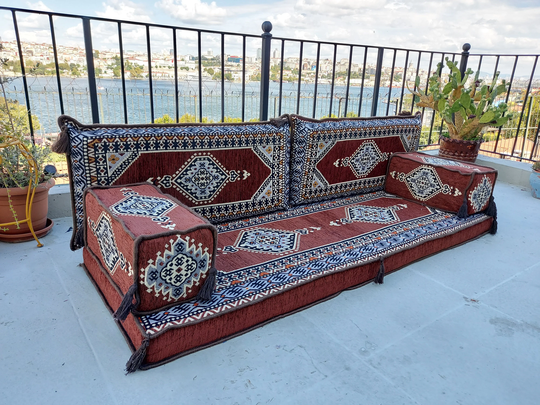 Sectinoal Sofa, Arabic Sofa Floor Seating Set, Pallet Cushions, Meditation Majlis, Kilim Rug Design, Jalsa