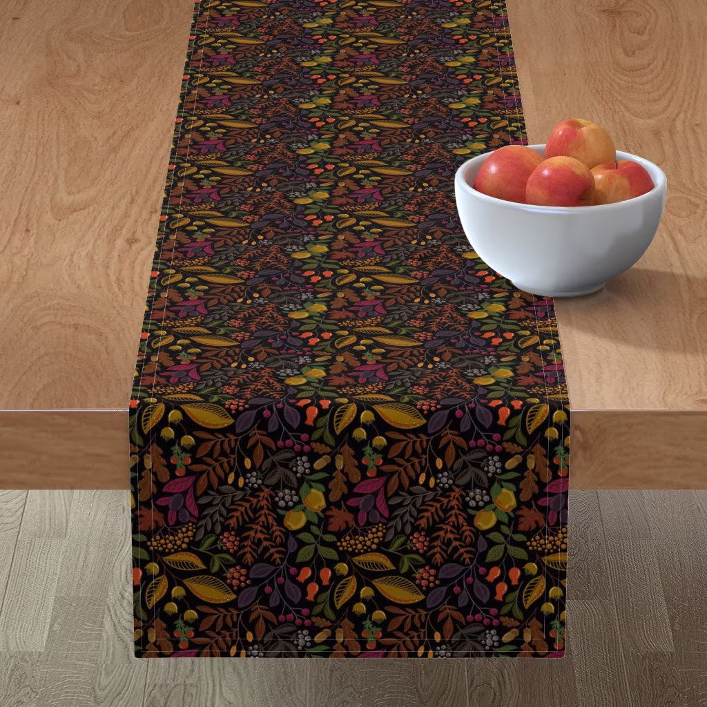 Autumn Harvest Table Runner - Fruits & Berries By Capricorn-Ds Bright Cotton Sateen Spoonflower