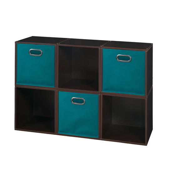 Noble Connect Storage Set - 6 Cubes and 3 Bins- Truffle/Teal