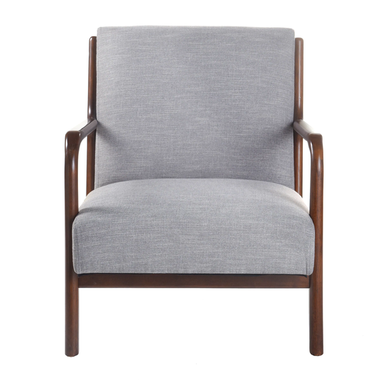 Dann Foley - Retro Lounge Chair - Gray Upholstery - Dark Brown Finish