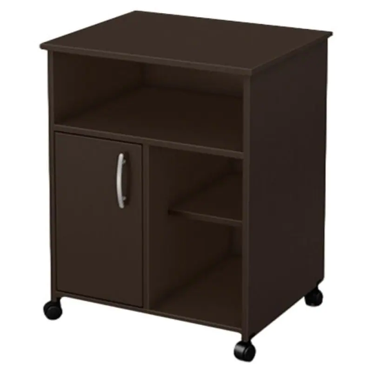 Contemporary Printer Stand Cart with Storage Shelves in Chocolate - H-29.38 In,W- 23.5 In,D-19.5 In
