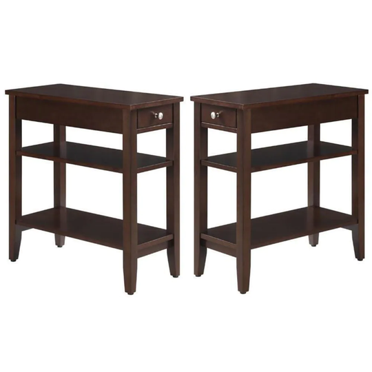 3 Tier End Table in Espresso Wood Finish - Set of 2 - 54 x 84