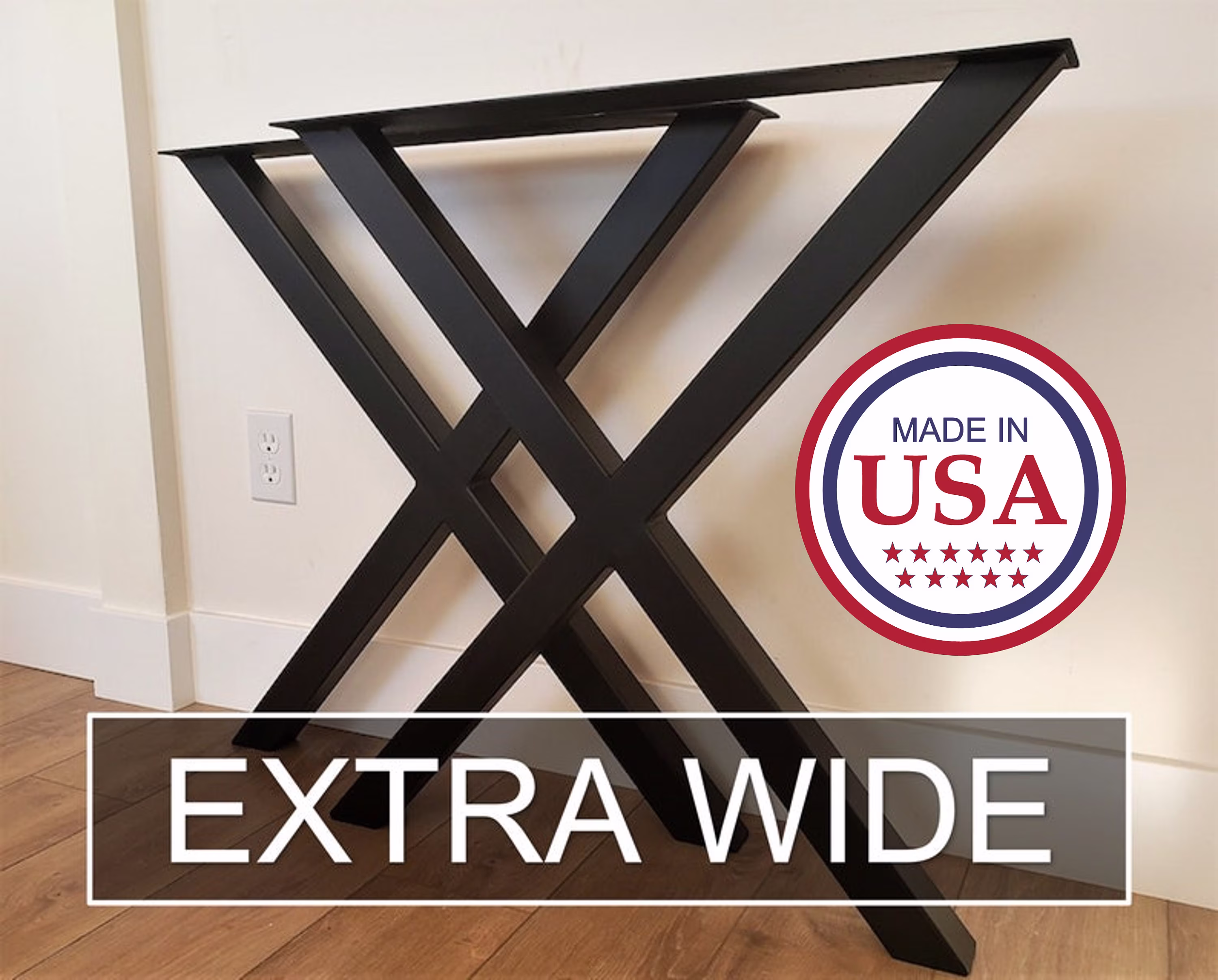 Extra Wide Metal Table Legs - Pair X Frame Dining Bench Coffee Steel Iron