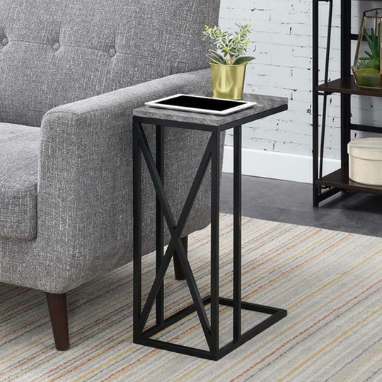 Convenience Concepts End Table Gray Faux Marble Wood and Black Metal - 54 x 84