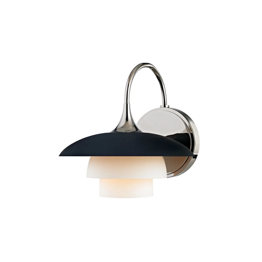 Hudson Valley Barron 1-light Polished Nickel, Black Wall Sconce