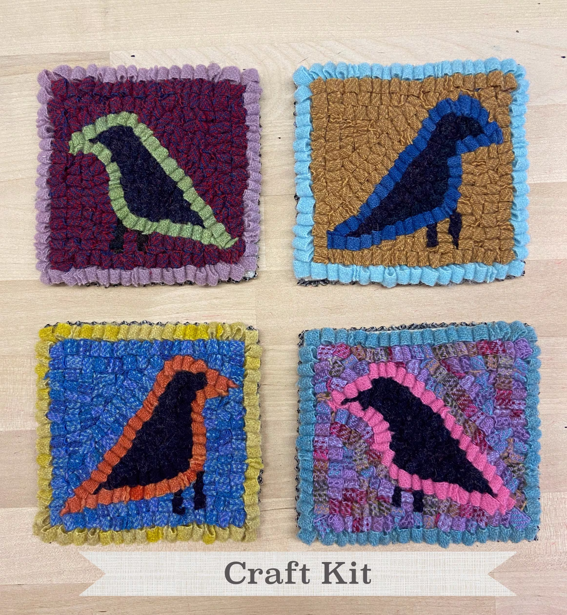 Rug Hooking Kit - Diy Wool Coaster Rainbow Birds Complete Make Your Own Set
