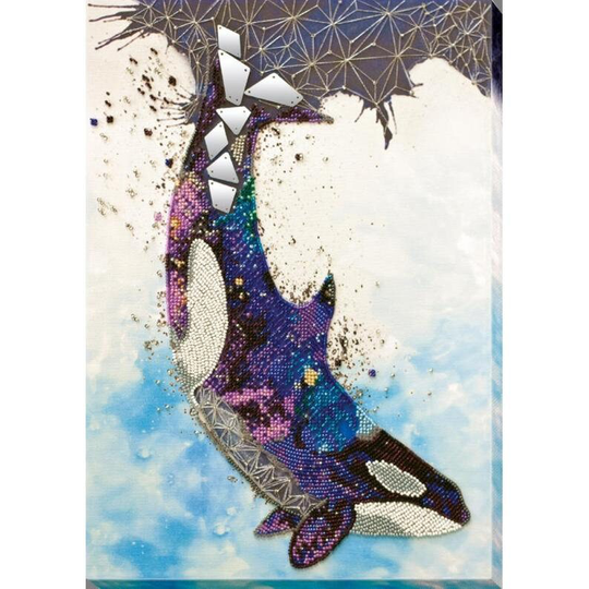 Diy Bead Embroidery Kit On Art Canvas "Fourth Dimension - Fish" Size 10.4"×14.9" | 26.5×38 cm, Gift | Abris