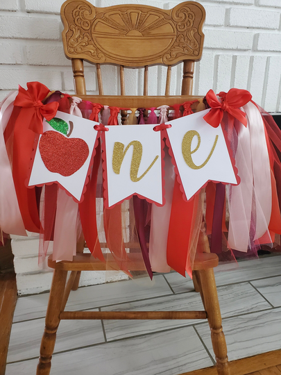 Apple High Chair Banner. One Banner. Red Garland. Party Decorations. Of My Eye Theme. Fully Assembled