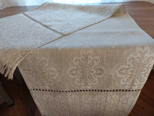 Rustic Woven Linen Table Runner, Topper, Dressing, Scandinavian Vintage Home Textile, Textile, Linens | E15