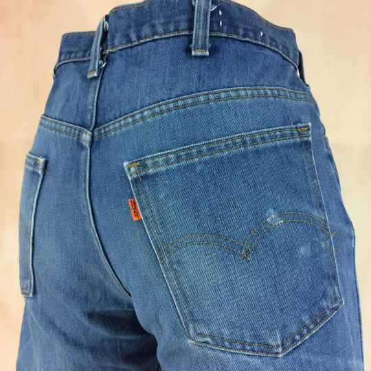 Size 32/33 Vintage Levis 646 Women's Bootcut Distressed Jeans Light Wash High Waisted 80S Wide Leg Flare Made in Usa