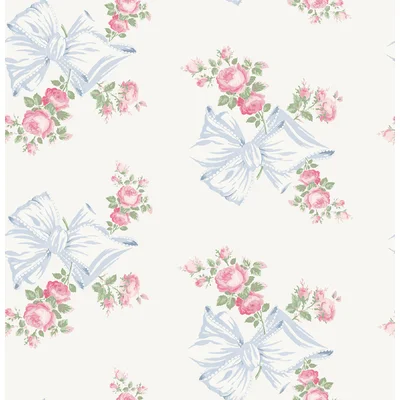 Rosa Beaux Pastel Bow 33' L x 20.5" W Wallpaper Roll