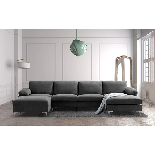 Oaks Aura Modern Leisure U-Shape Convertible Sectional Sofa Fabric Relax Lounge Sofa