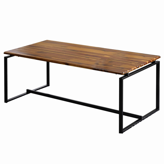 3 Piece Wooden Top Metal Frame Occasional Table Set, Brown and Black