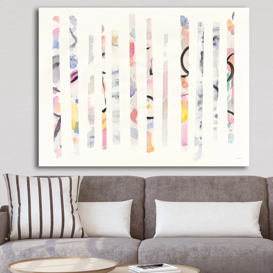 Designart 'Multi-Color Geometric Bars' Modern Transitional Gallery-wrapped Canvas - Multi-color
