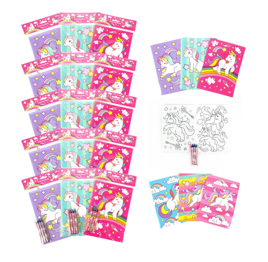 Unicorn Party Coloring Books With Crayons Favors