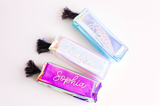Personalized Make Up Bag Pencil Beach Pool Pouch Gift Back To School Iridescent