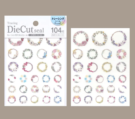 Tracing Diecut Seal "Flower Wreath" From Japan